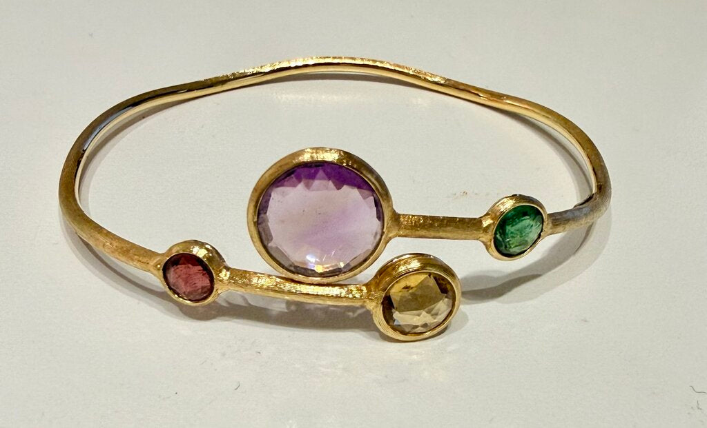 18kyg Jaipur Bangle with Amethyst, citrine, tourmaline and Garnet