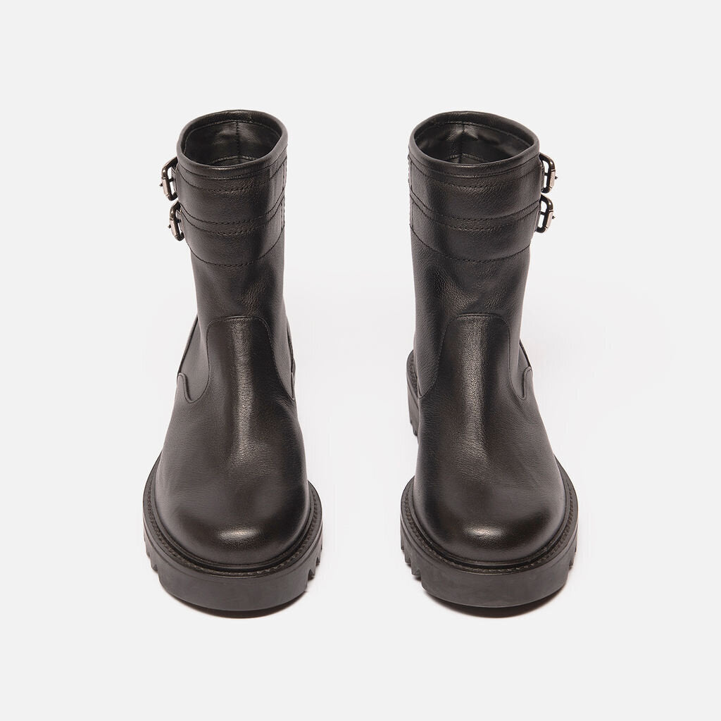 Aquazzura Black Leather Moto Boot