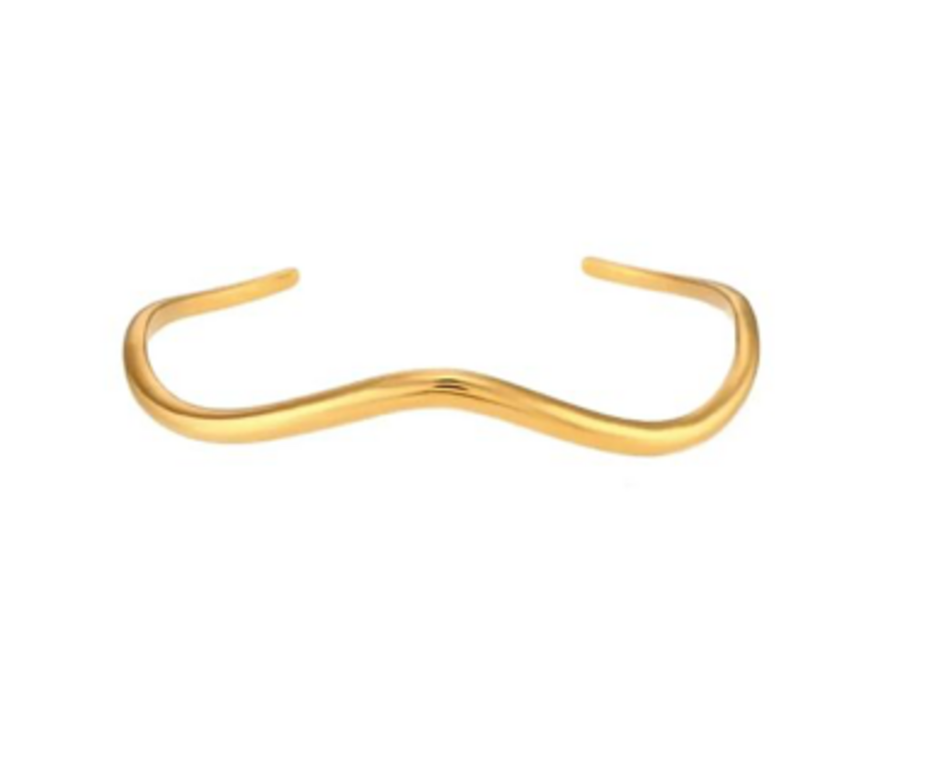 Wave Minimalist Gold Cuff Bracelet YG