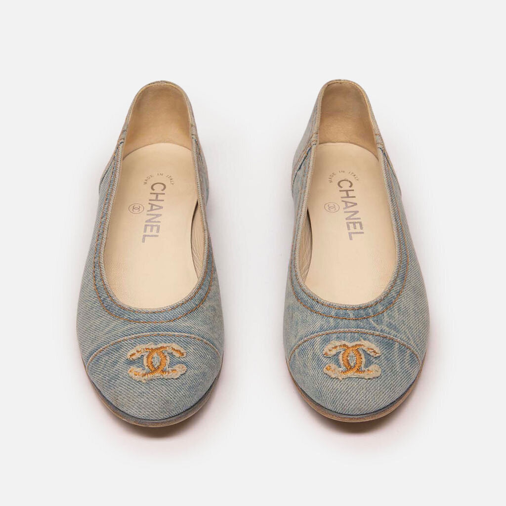 Chanel Light Denim CC Flat