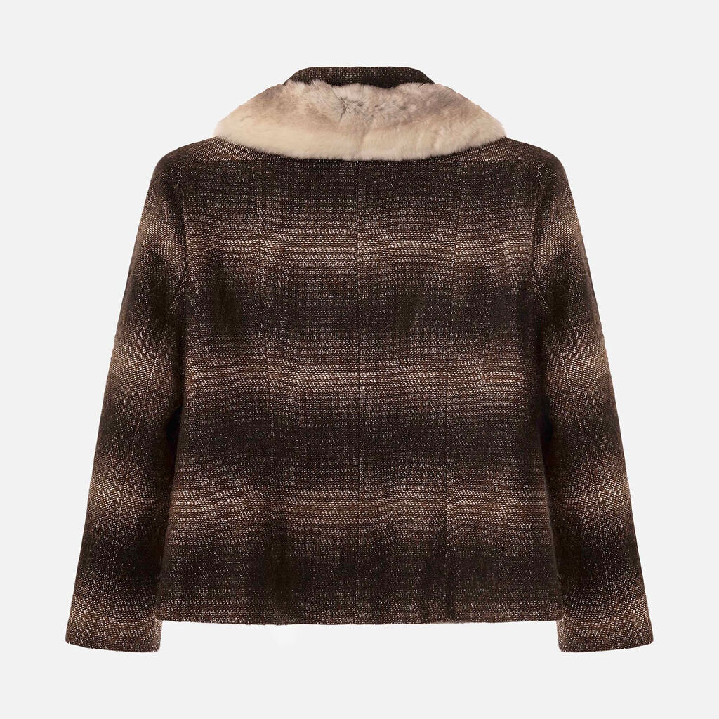 Chanel Brown Tweed Fur Lined Jacket