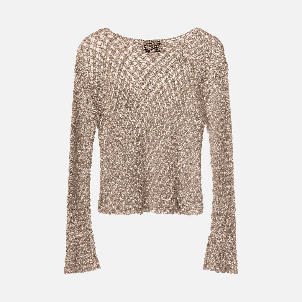 TWP Silver Viscose Crochet Top