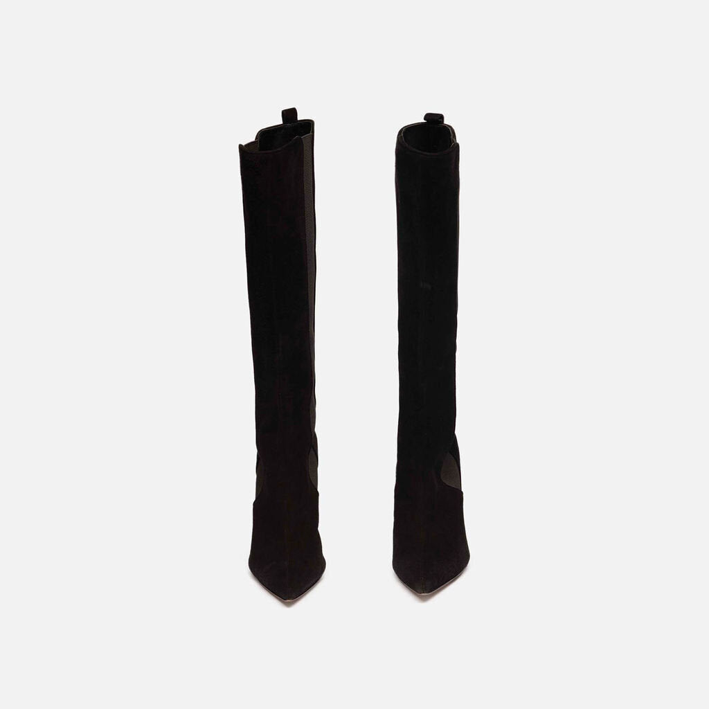 Manolo Blahnik Black Suede Heeled Boot