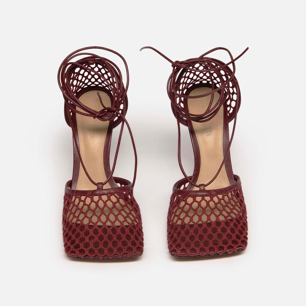 Bottega Veneta Red Mesh Lace Pumps