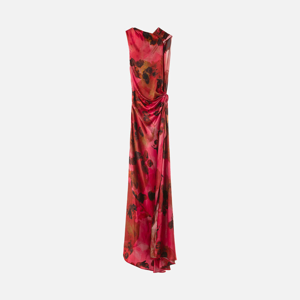 Victoria Beckham Red and Multi Silk Maxi Dress