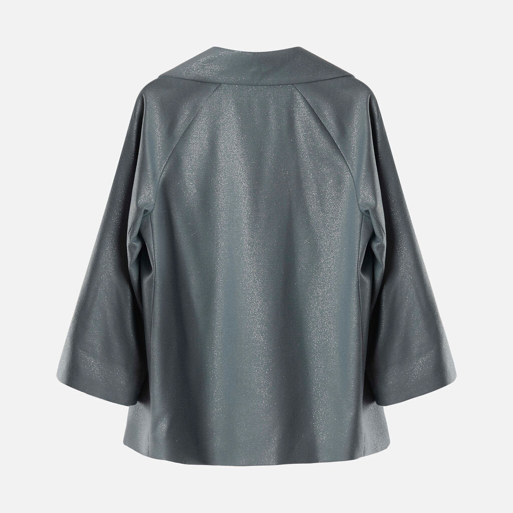 Cinzia Rocca Blue Wool Metallic Coat