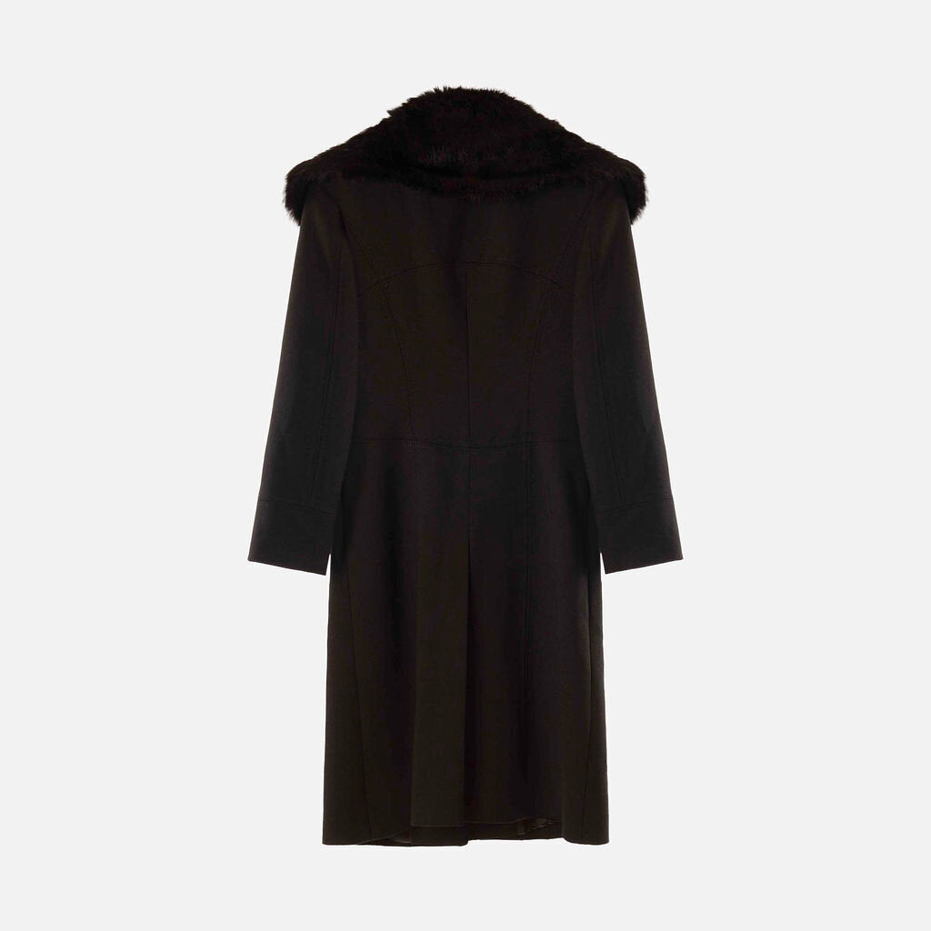 Luisa Spagnoli Black Poly and Wool Coat
