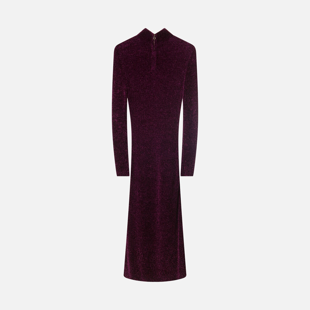 Akris Purple Viscose Long Sleeve Midi Sweater Dress
