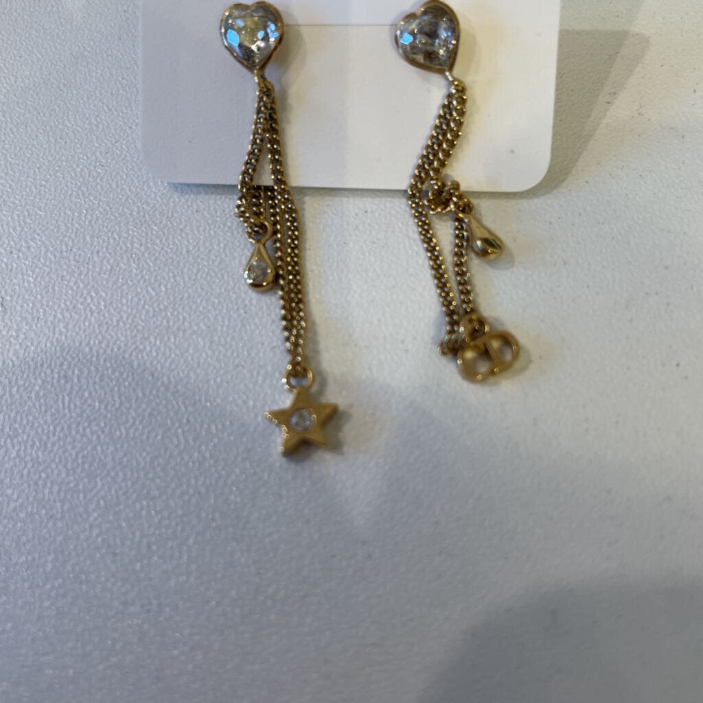 Heart/CD Logo Drop Earrings