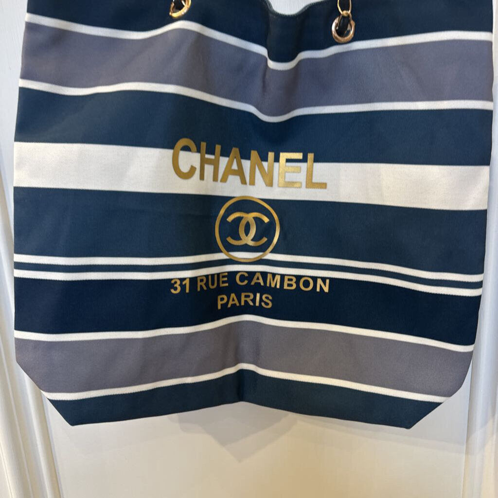 Stripe Canvas CC Logo Tote