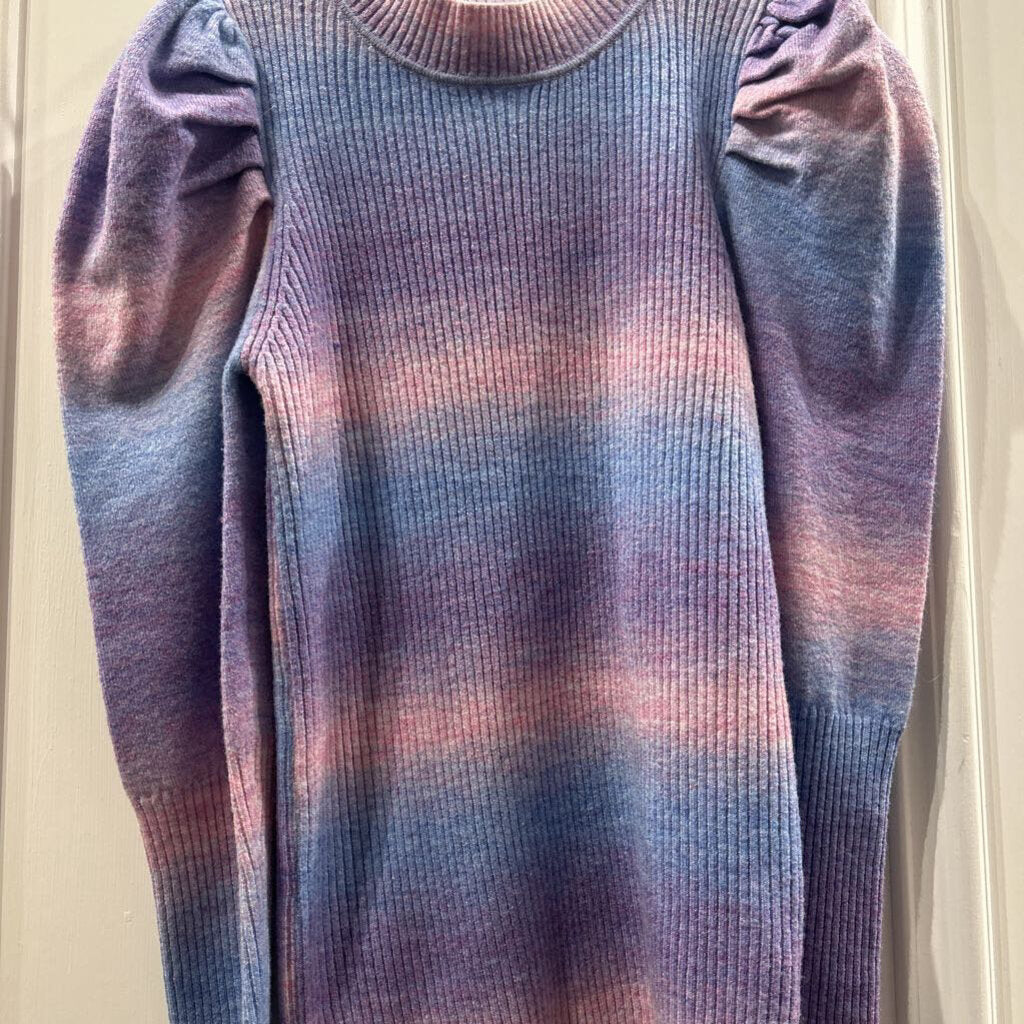 Purple Multicolor Ribbed Knit Sweater