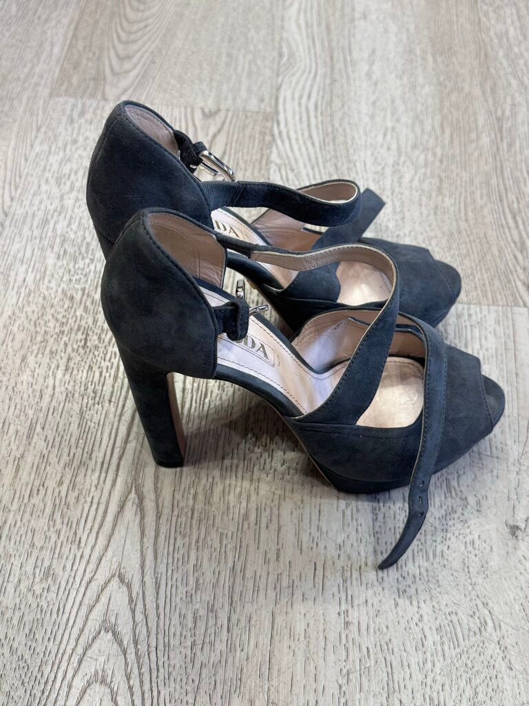 Grey Suede Heeled Sandals