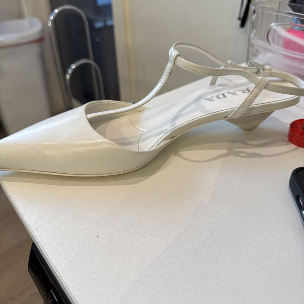 White Leather Slingback Shoe