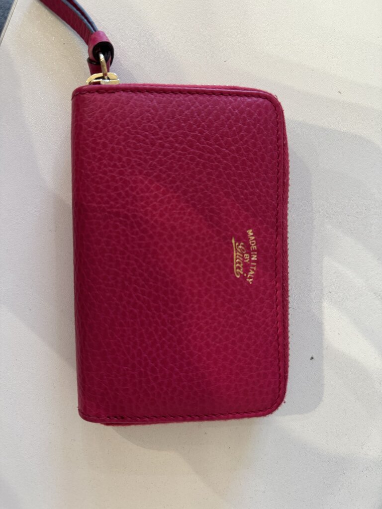 Pink Leather Compact Zip Wallet