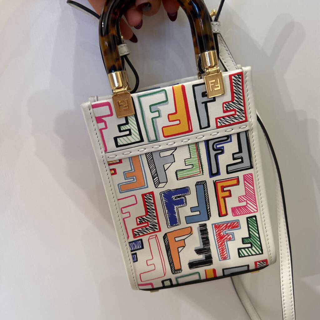 Leather Vertigo Print Small Leather Shopper