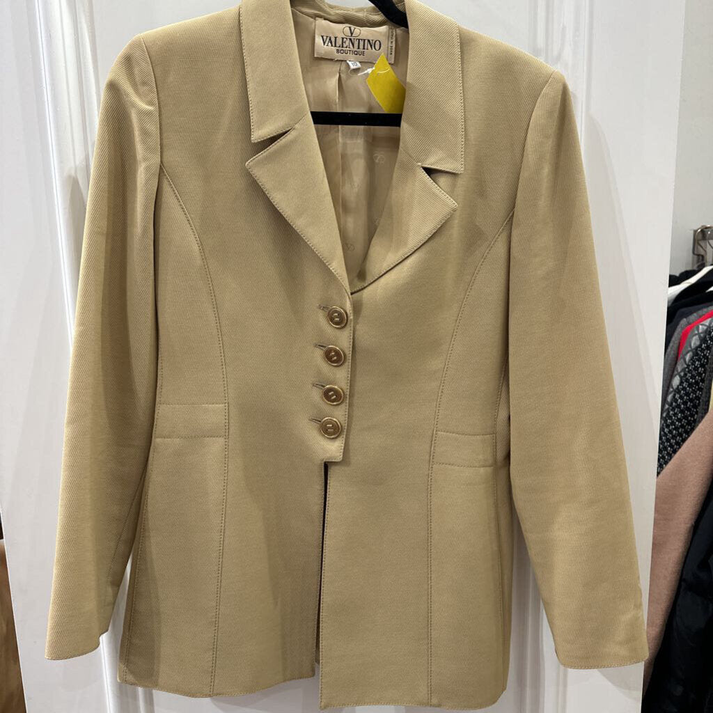 1980s Gold Accent Button Wool Twill Blazer