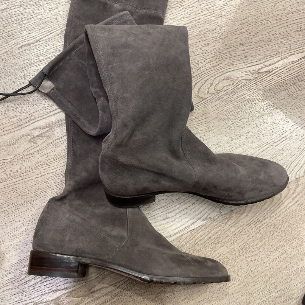 Grey Suede Over The Knee Boots