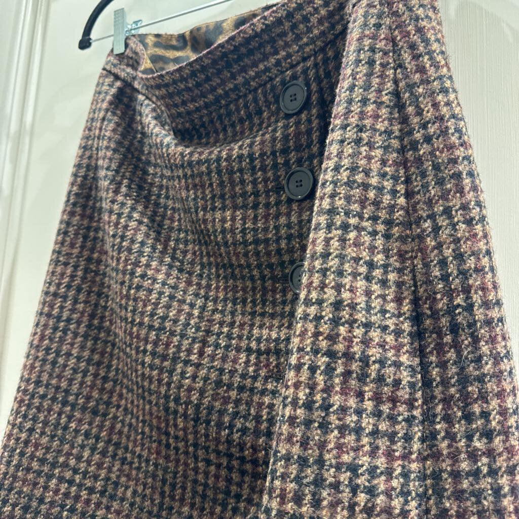 Brown Wool Houndstooth Skirt