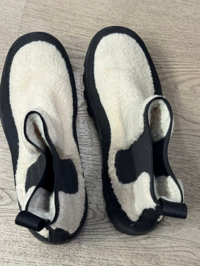 Cream Shearling Boots w/ Black Lug Sole