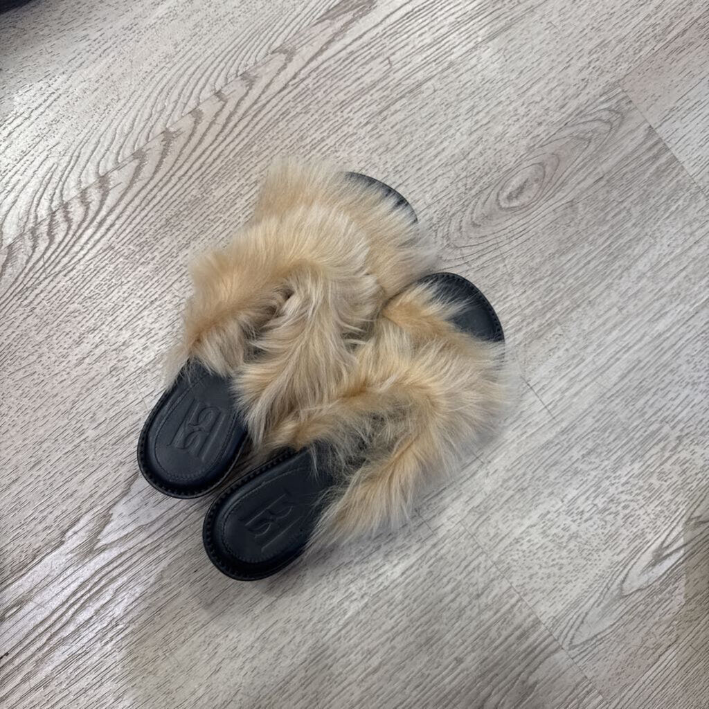 Fur Kitten Heel Mules