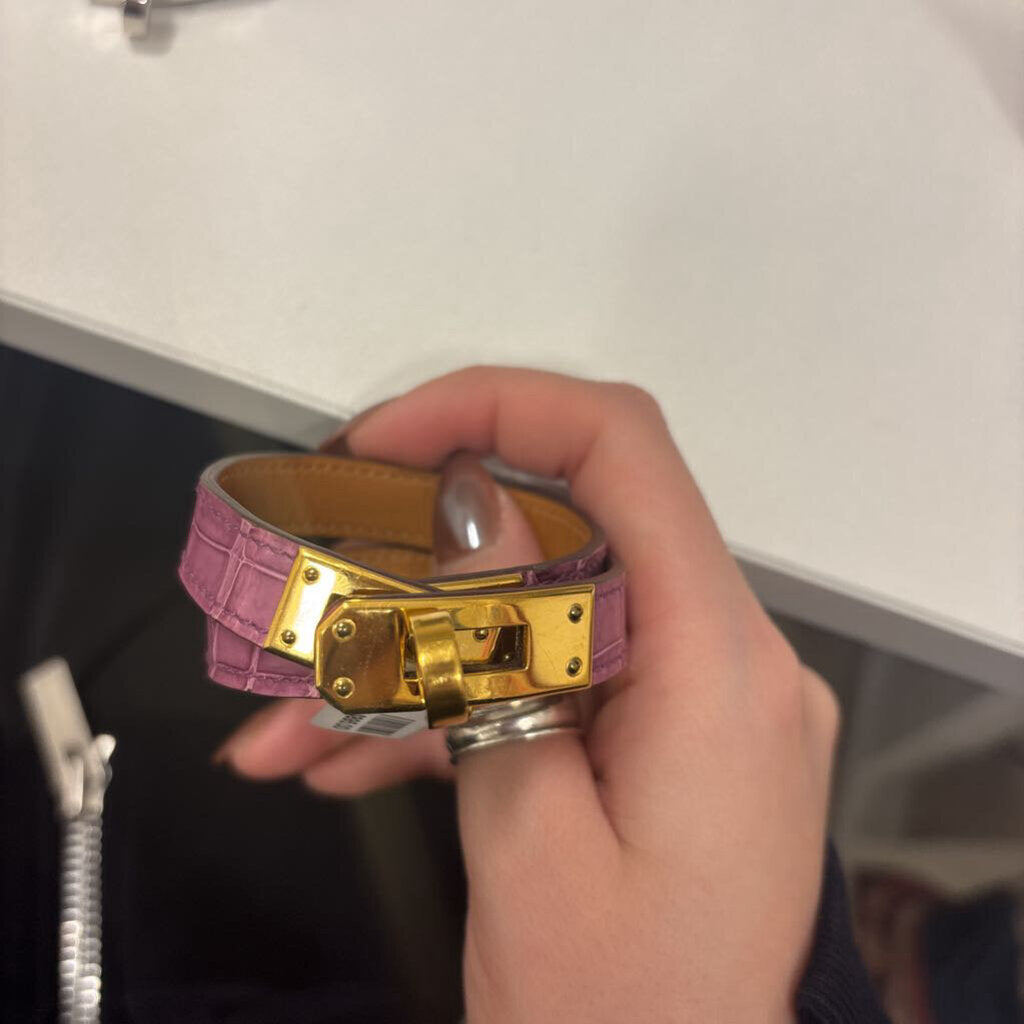 Pink Alligator Double Tour Bracelet