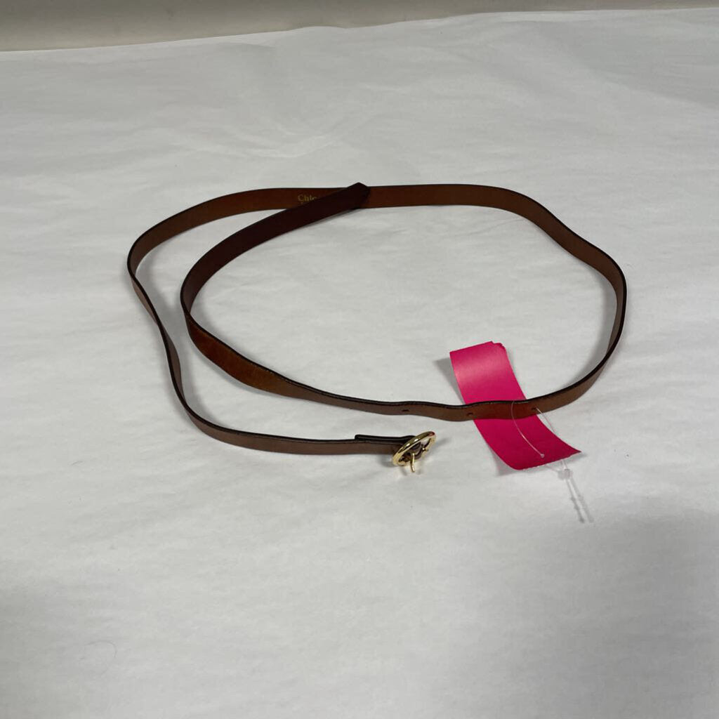 Chloe Brown Leather Gold HArdware Belt