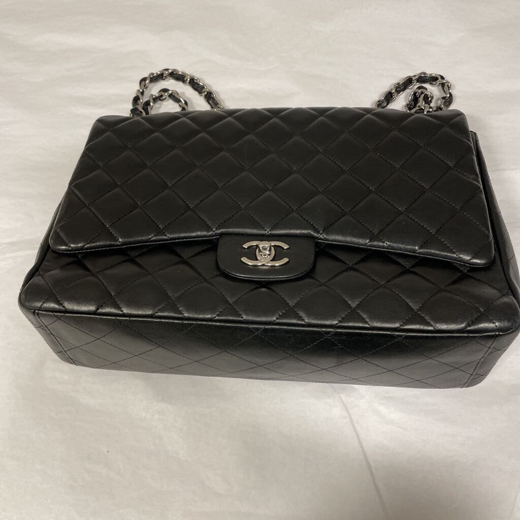 2009-10 Black Lambskin Classic Jumbo Single Flap Bag