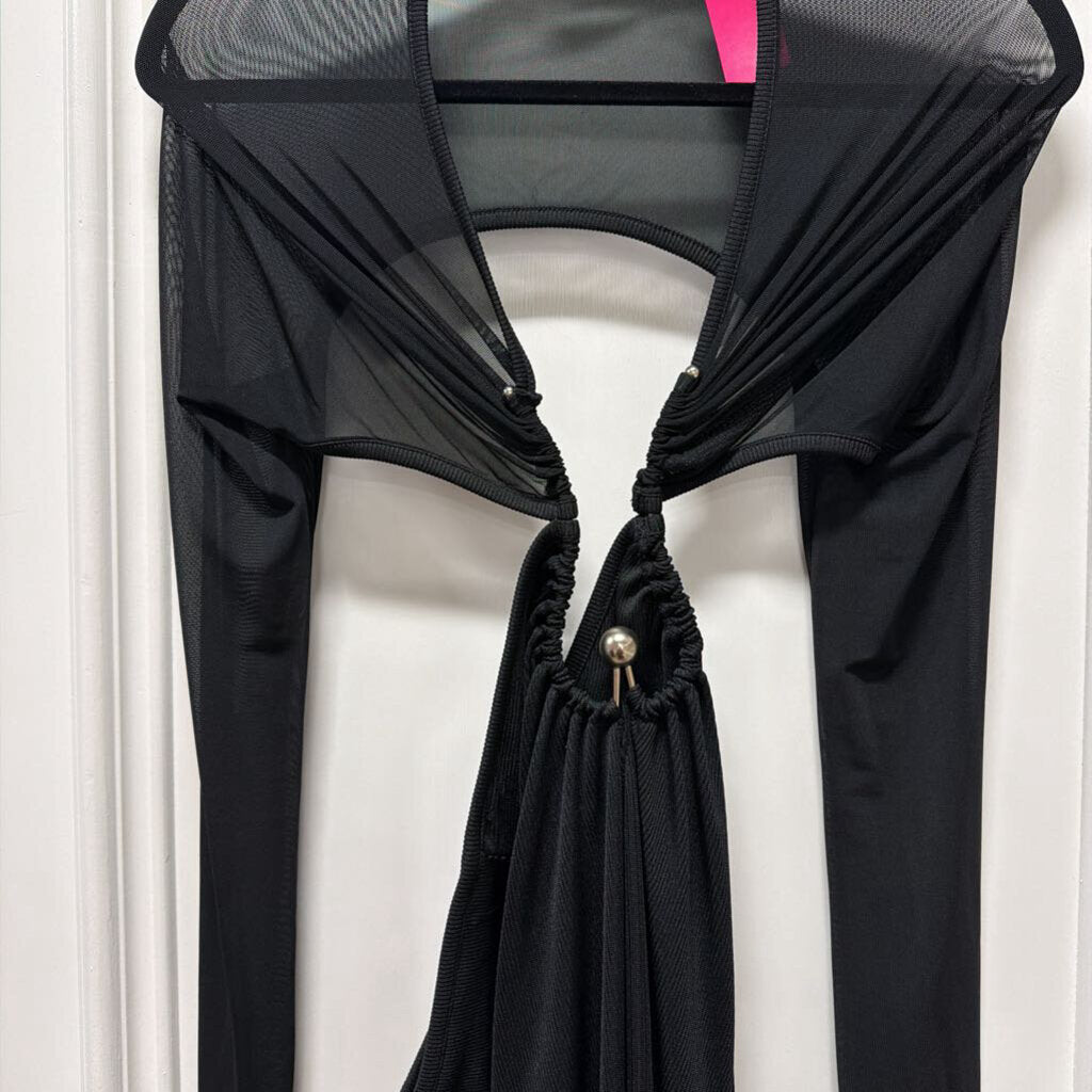 Black Poly Blend Cut Out Maxi Dress, 8