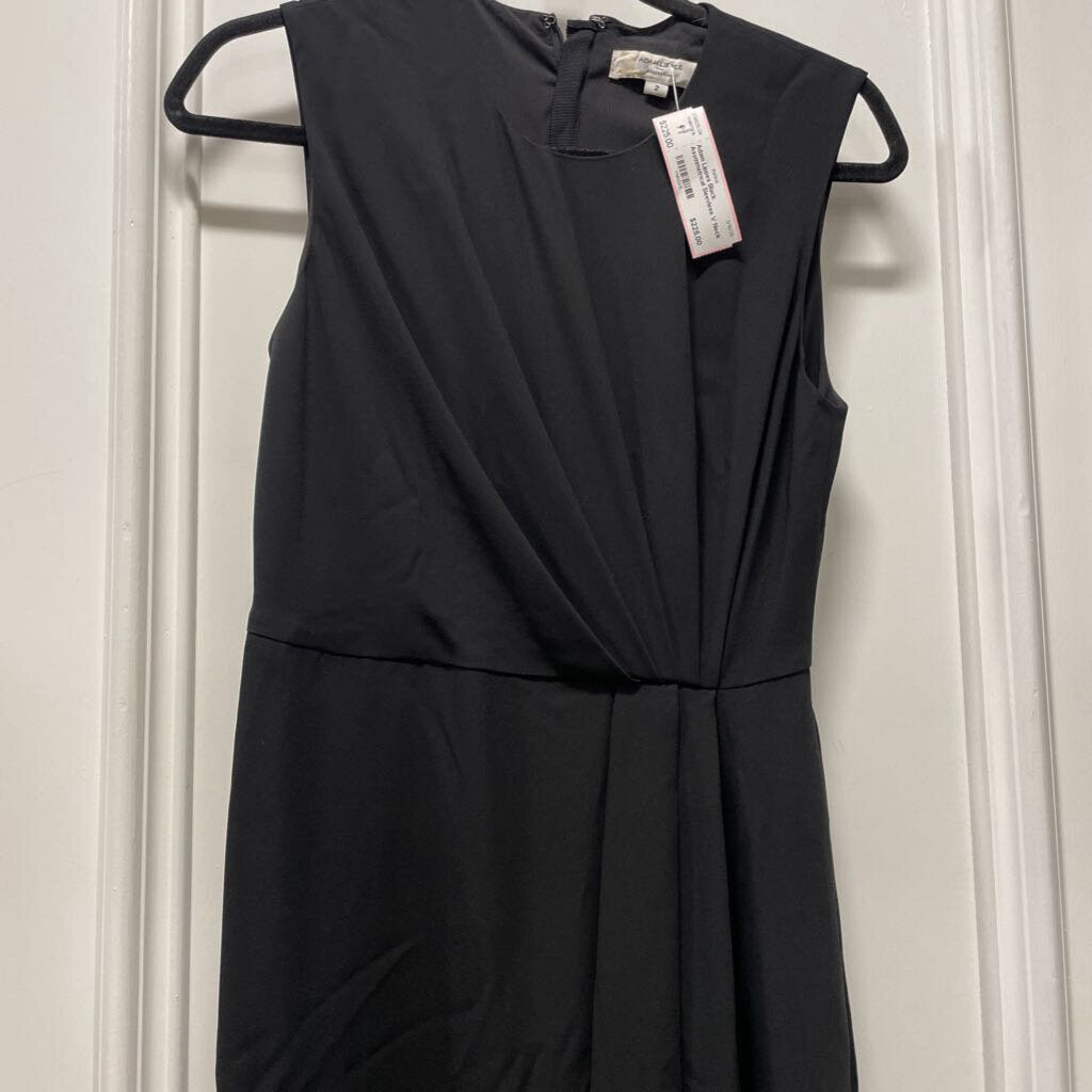 Black Asymmetrical Sleevless V Neck Dress