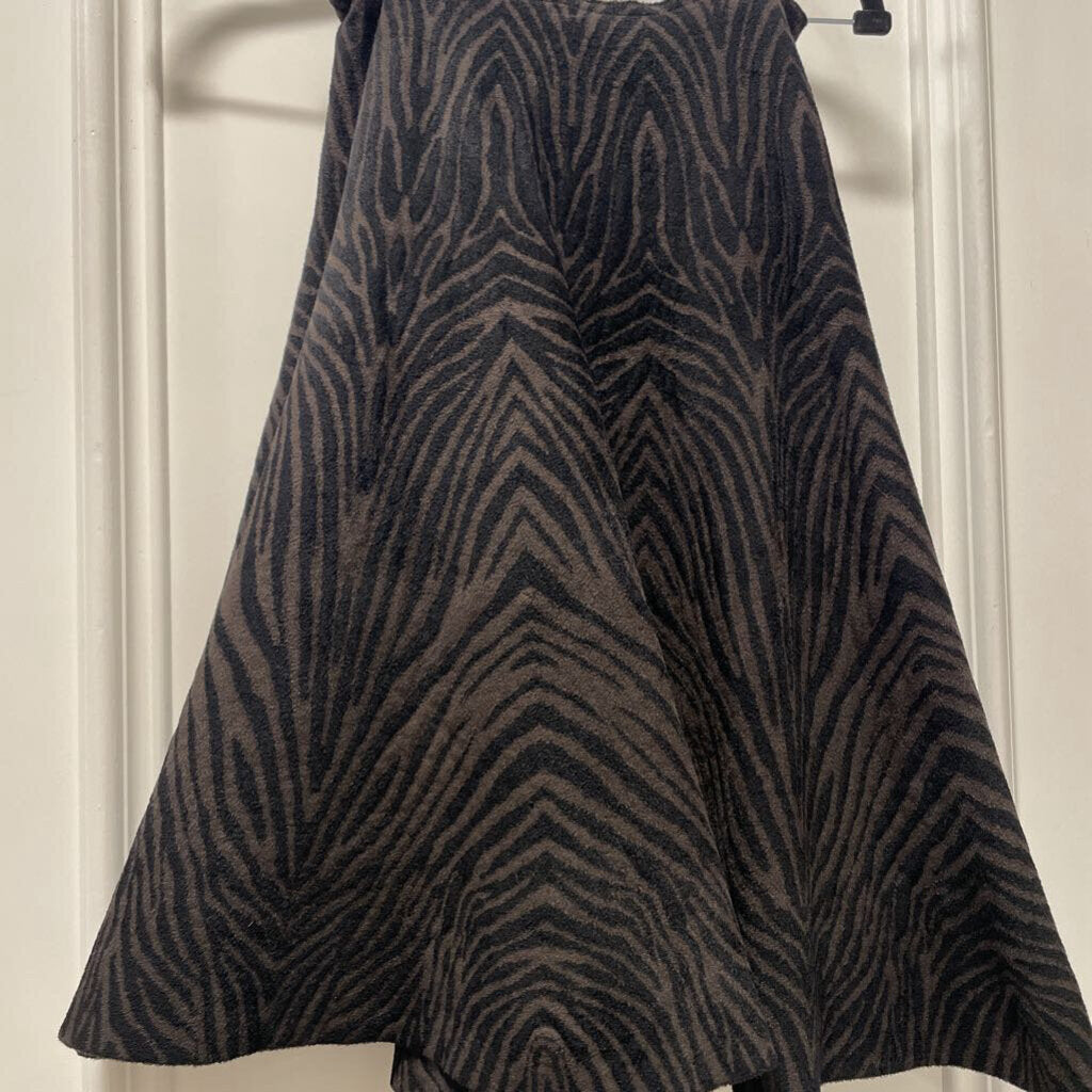 Black/Brown Animal Print Viscose Circle Skirt