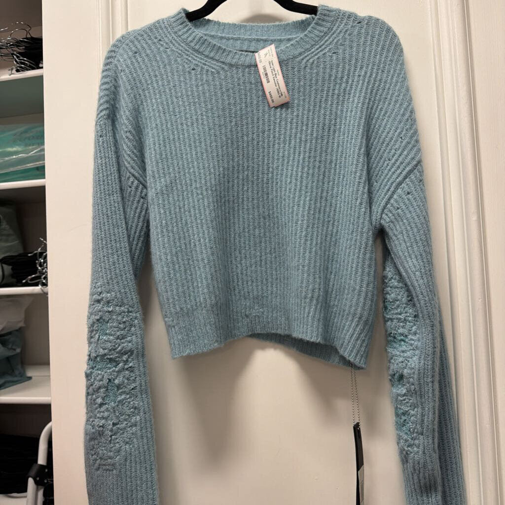 Light Blue Cashmere/Silk Elbow Patch Sweater (1090)