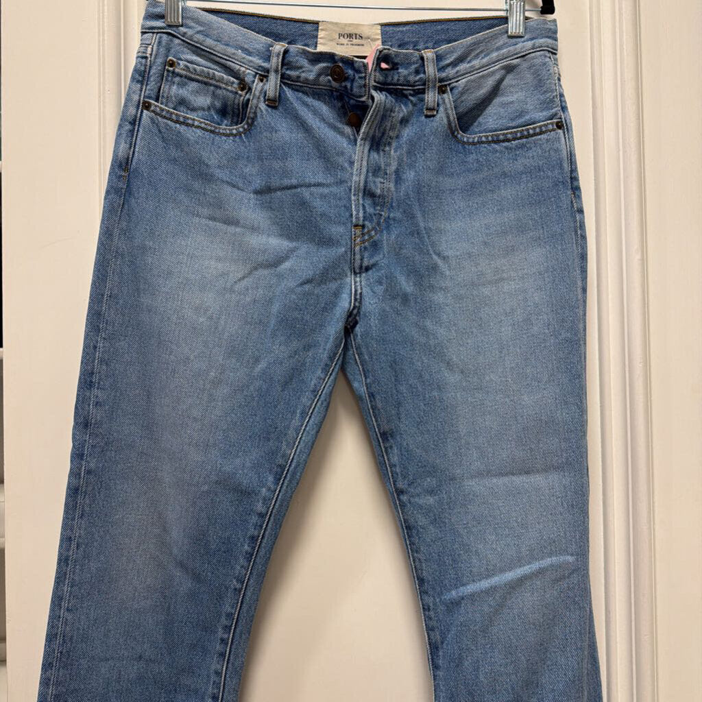 Blue Two-Tone Straight Leg Jeans