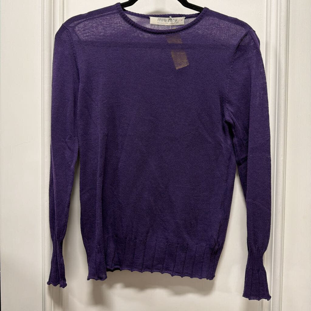 1990-2000s Purple Poly/Cashmere Sheer Sweater