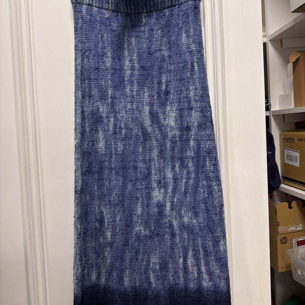 Blue Ombre Silk Midi Skirt