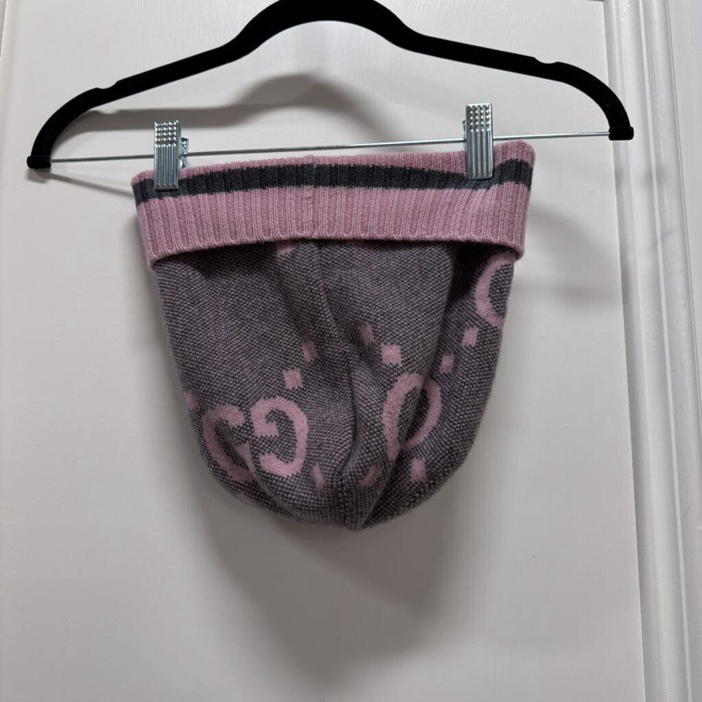 Gray/Pink GG Cashmere Beanie