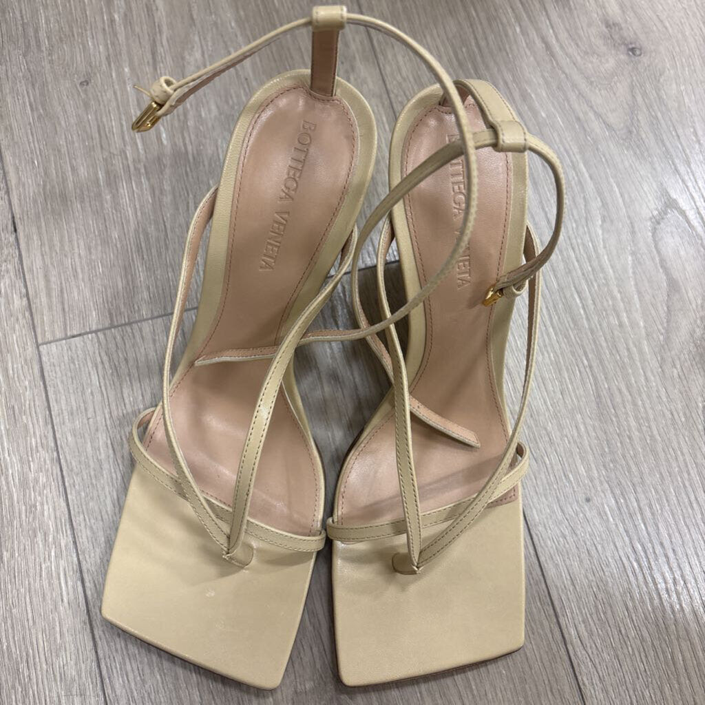 Beige Leather Wedge Sandal