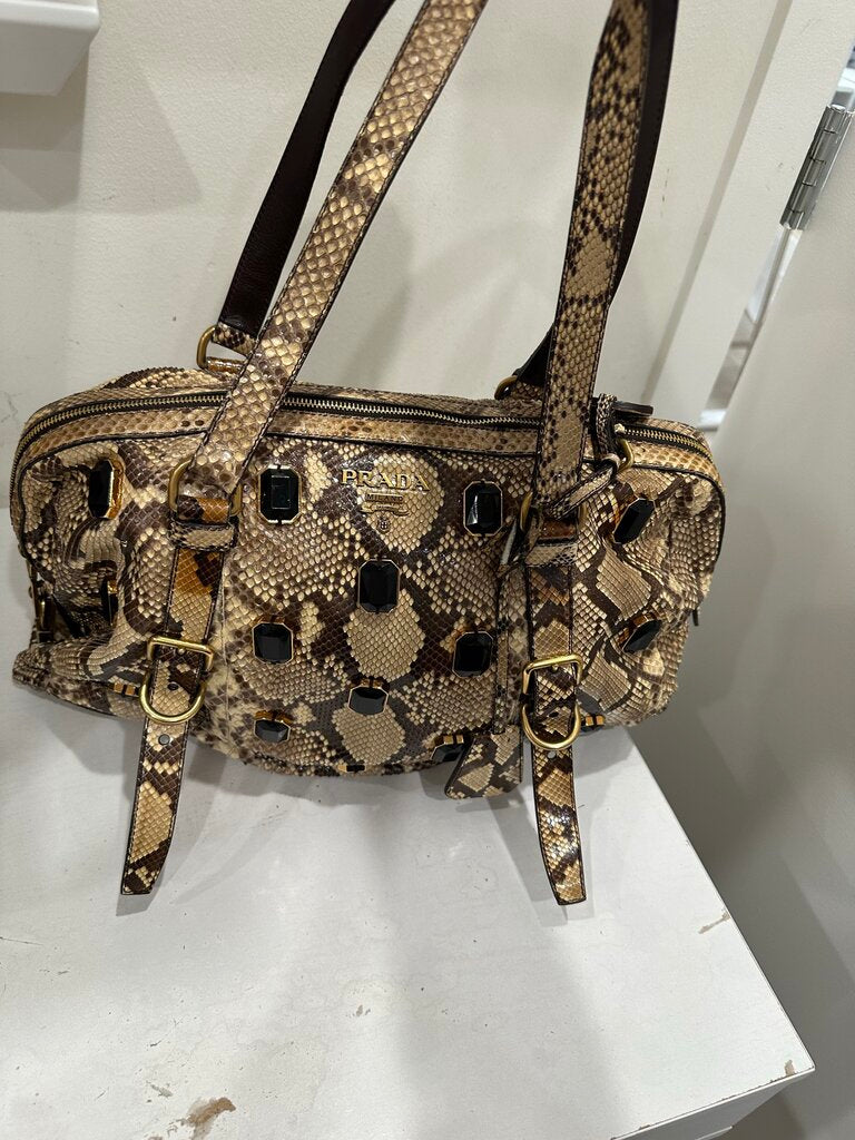 Snake Crystal Embellished Shoulder Bag