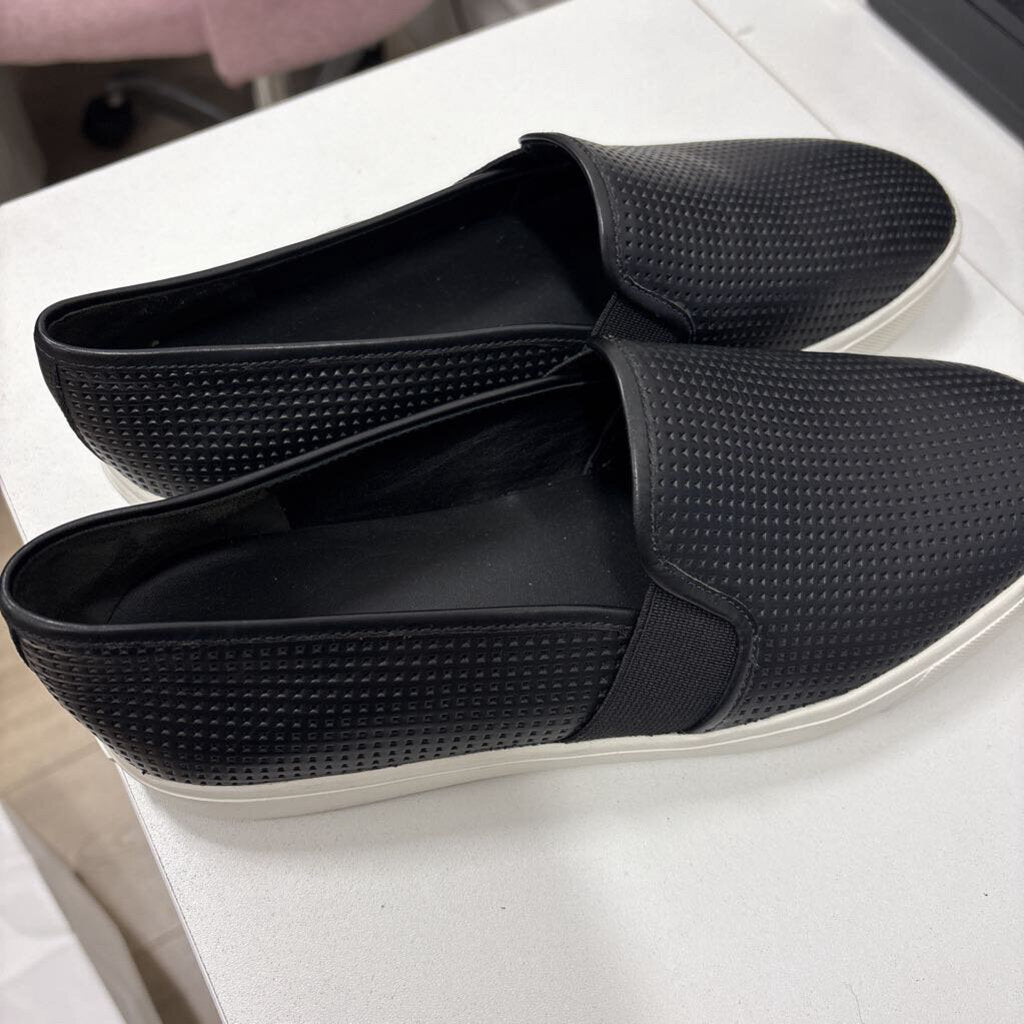 Black Leather Perforated Slip On Sneaker (7.5)