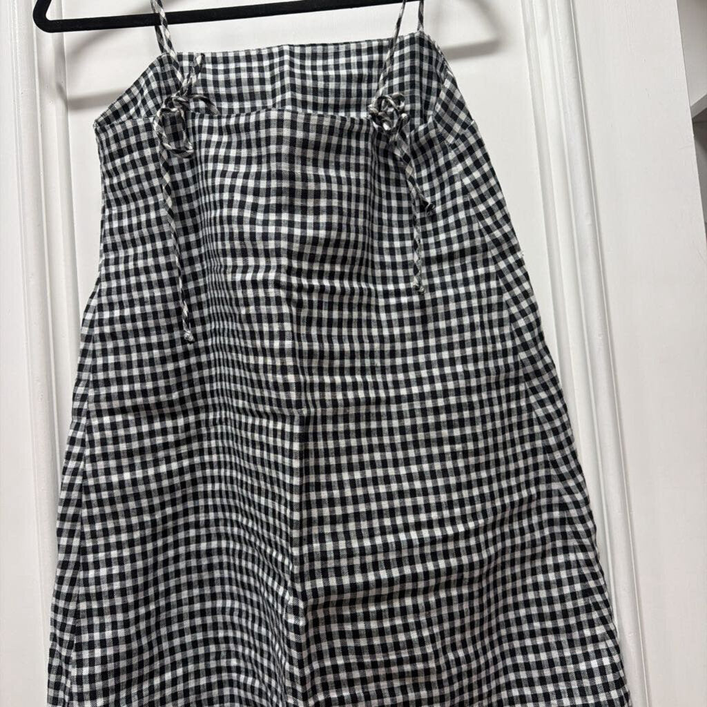 Black/White Gingham Linen Mini Dress