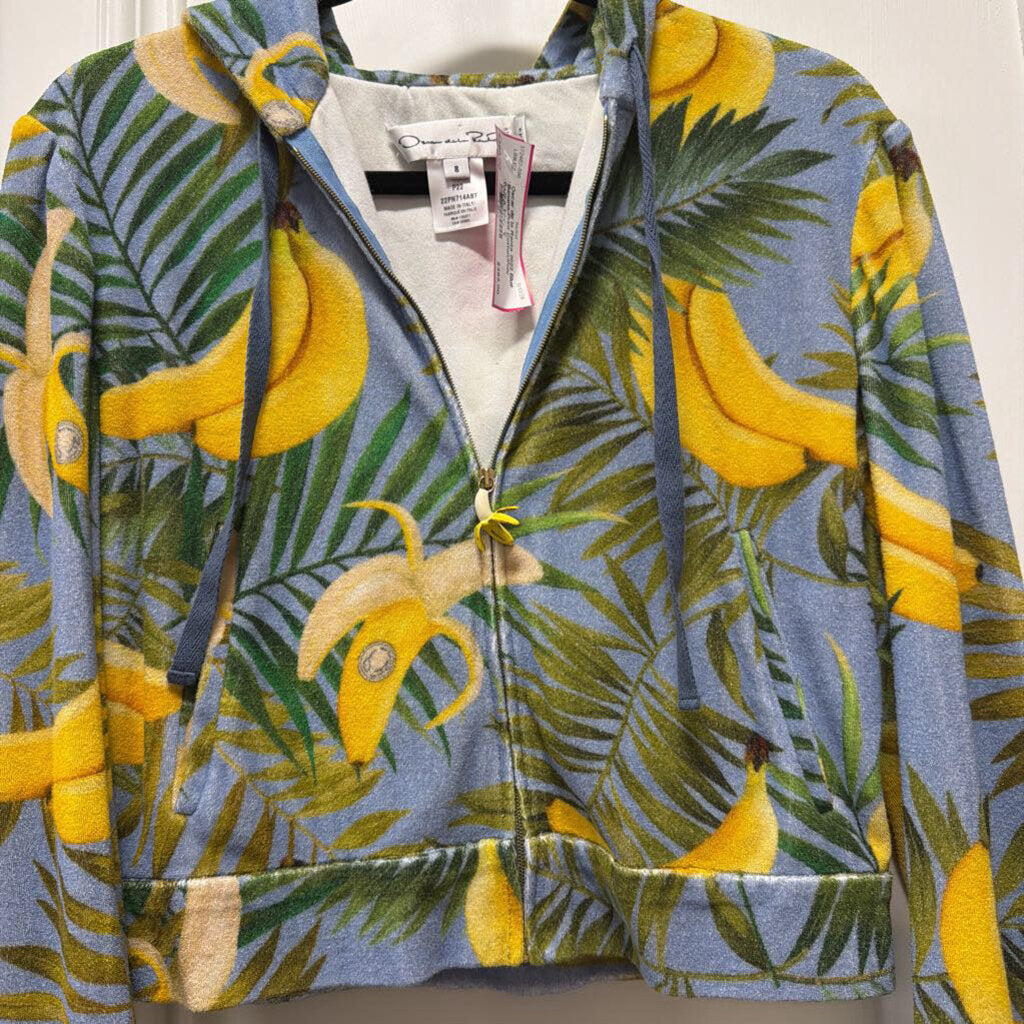 2022 Blue Banana-Print Cotton/Poly Sweater