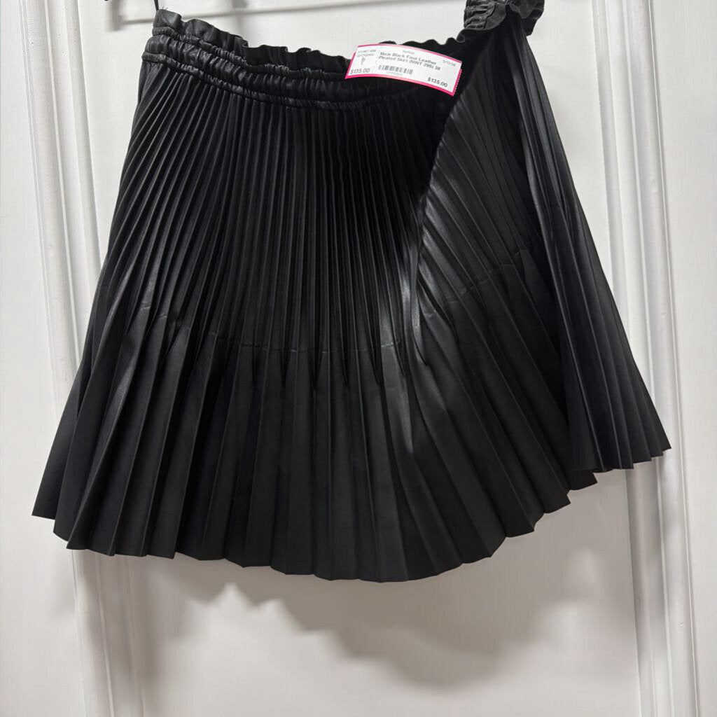 Black Faux Leather Pleated Skirt (NWT 295)