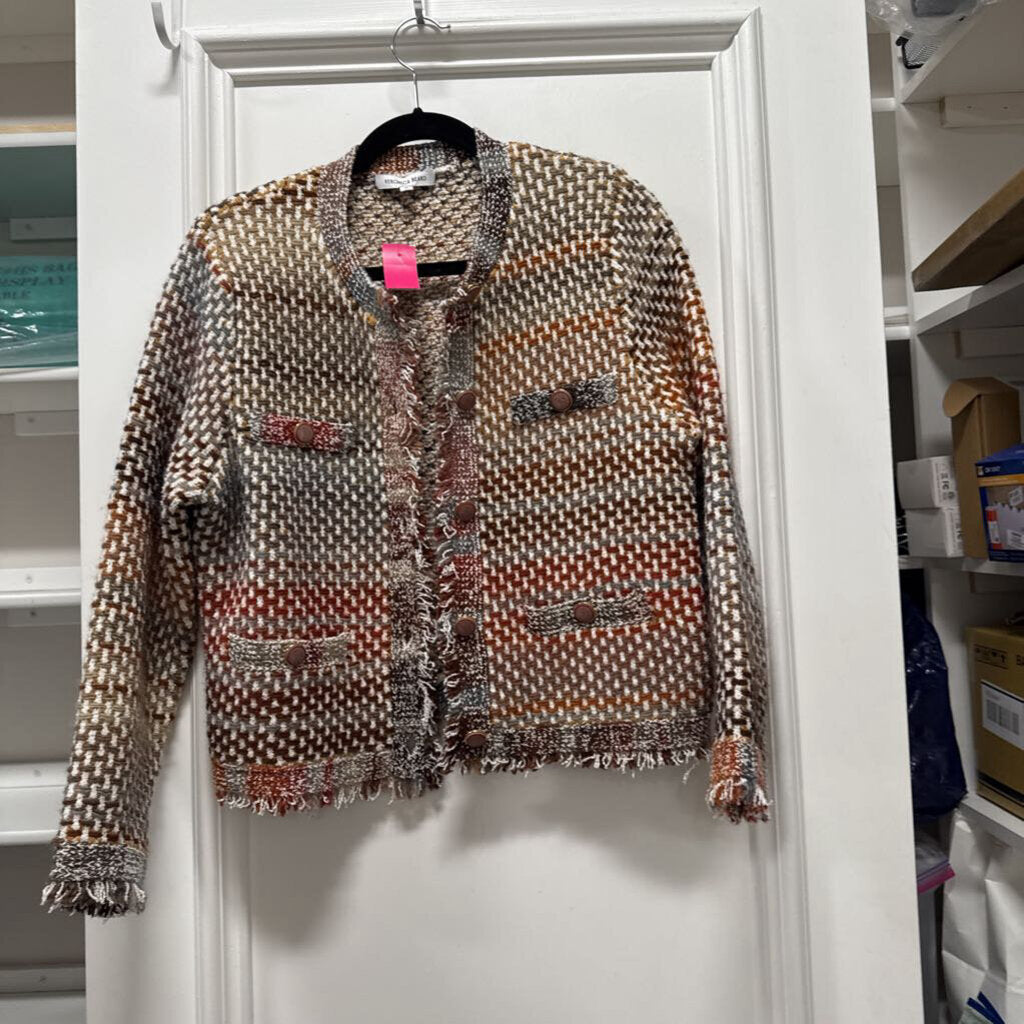 Multicolor Cotton Blend Crop Cardigan