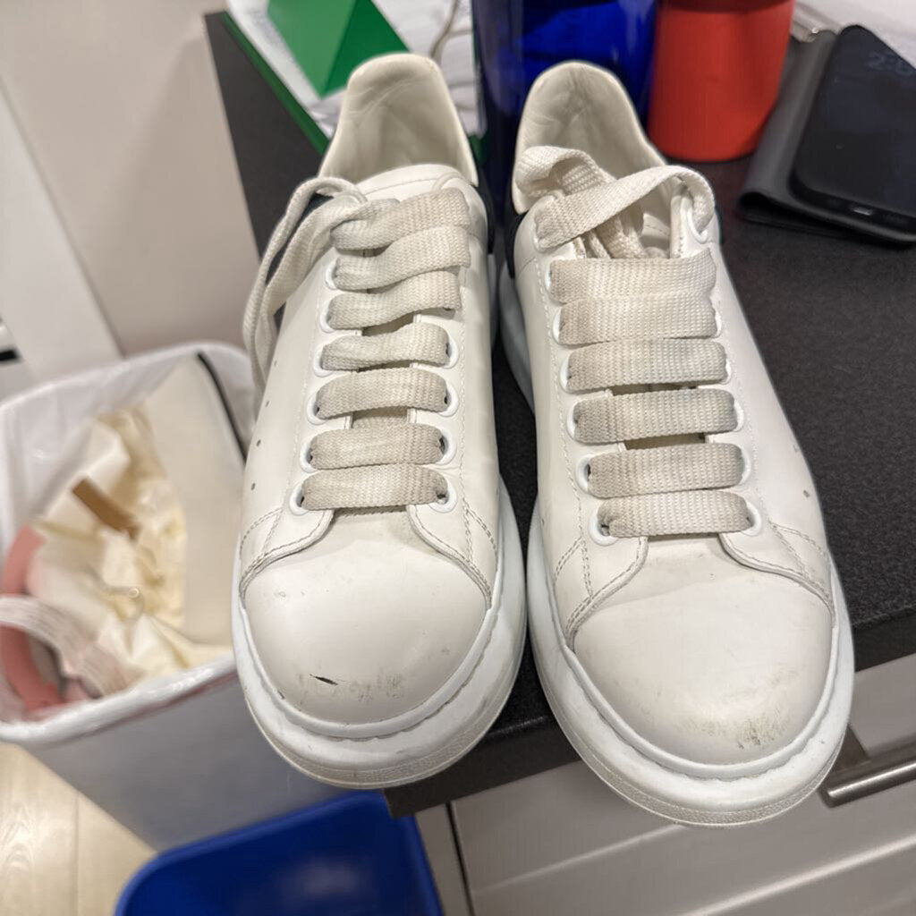 White Leather Black Suede Sneaker, 37