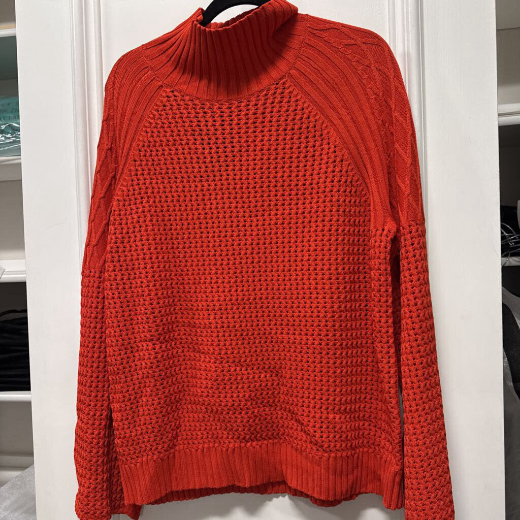 Orange Viscose Knit Turtleneck Sweater (NWT), L