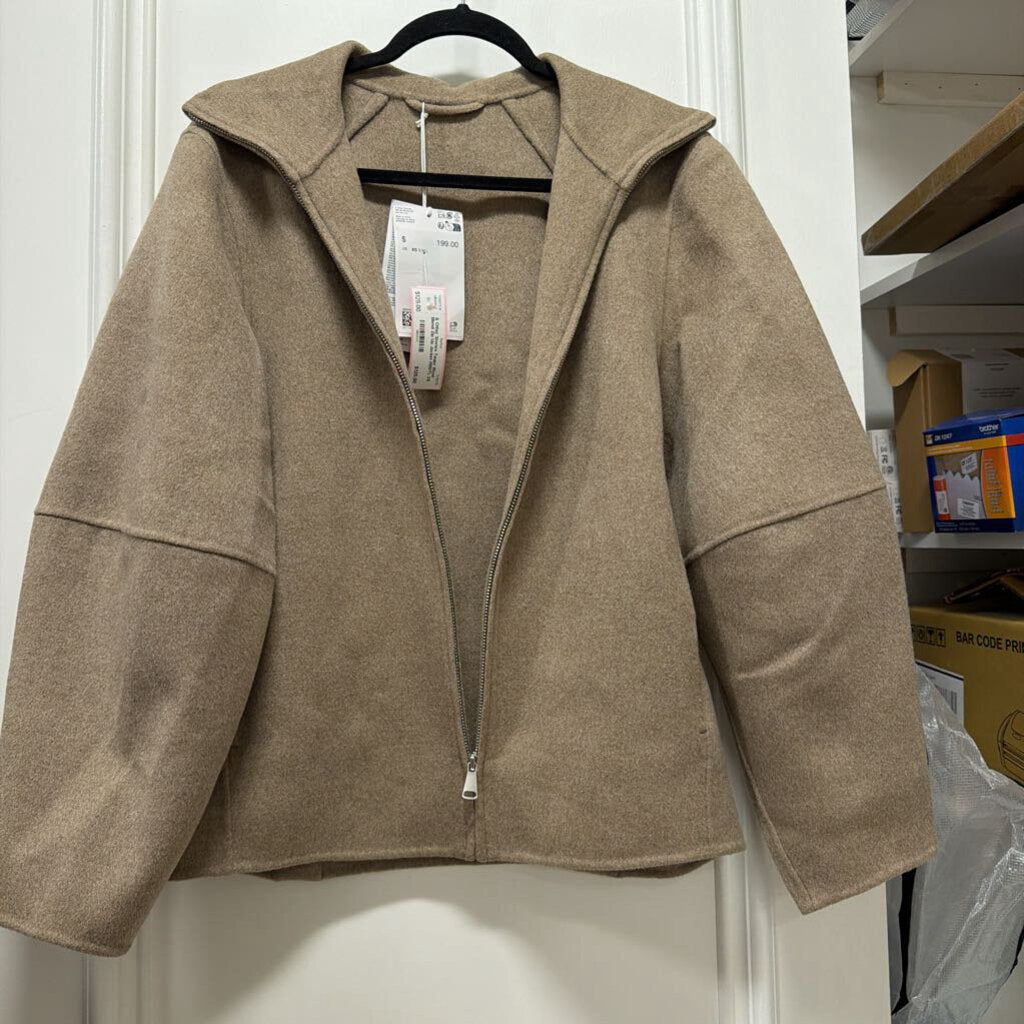Taupe Wool Blend Zip Up Jacket (NWT), XS