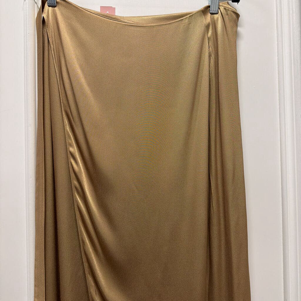 Tan Wrap Viscose Buckle Skirt