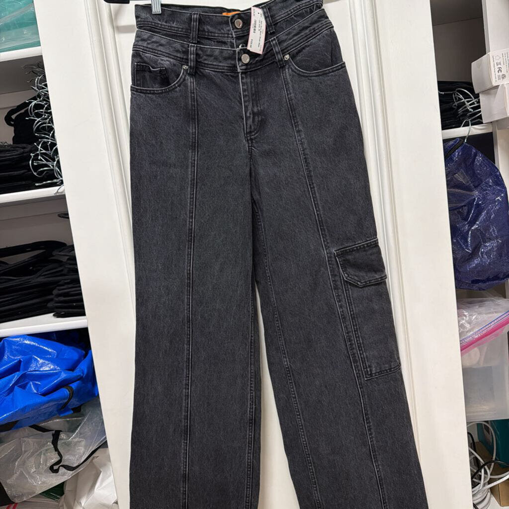 Black Wash Wide Leg Jean, 26