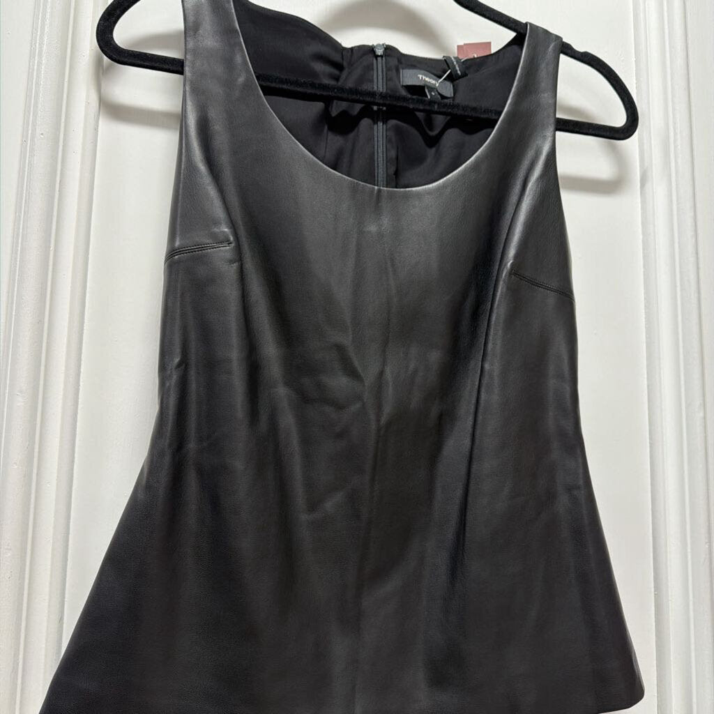 Black Leather Sleeveless Polyurethane Top(NWT)255