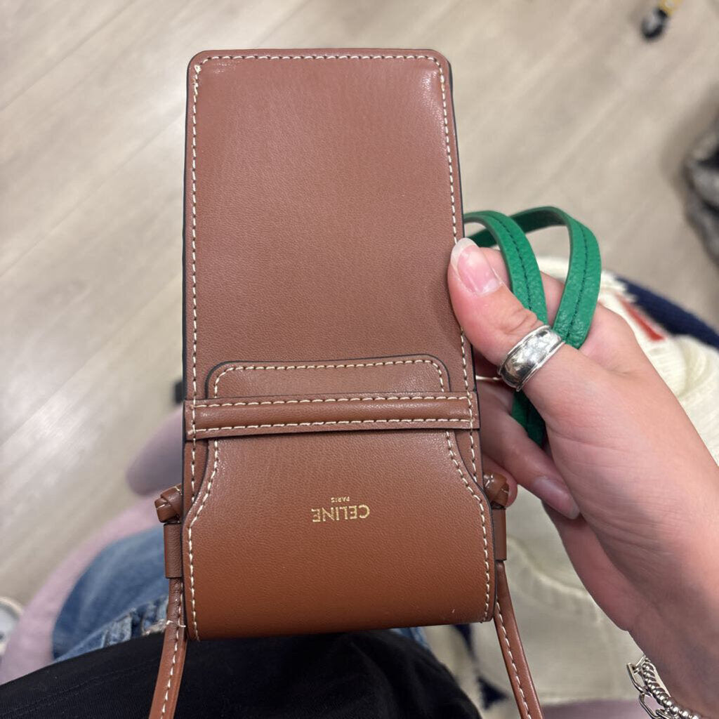 Celine, Brown Leather Sunglass/Phone Case