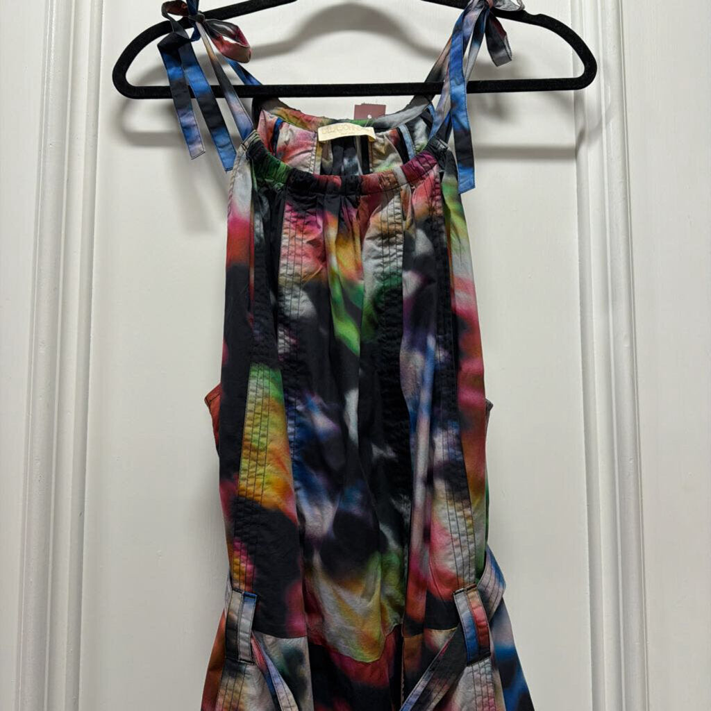 Multicolor Cotton Belted Mini Dress